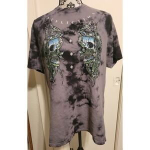 Affliction Black Label Paint Spatter Jewel Rhinestone Shirt  Grunge Alternative